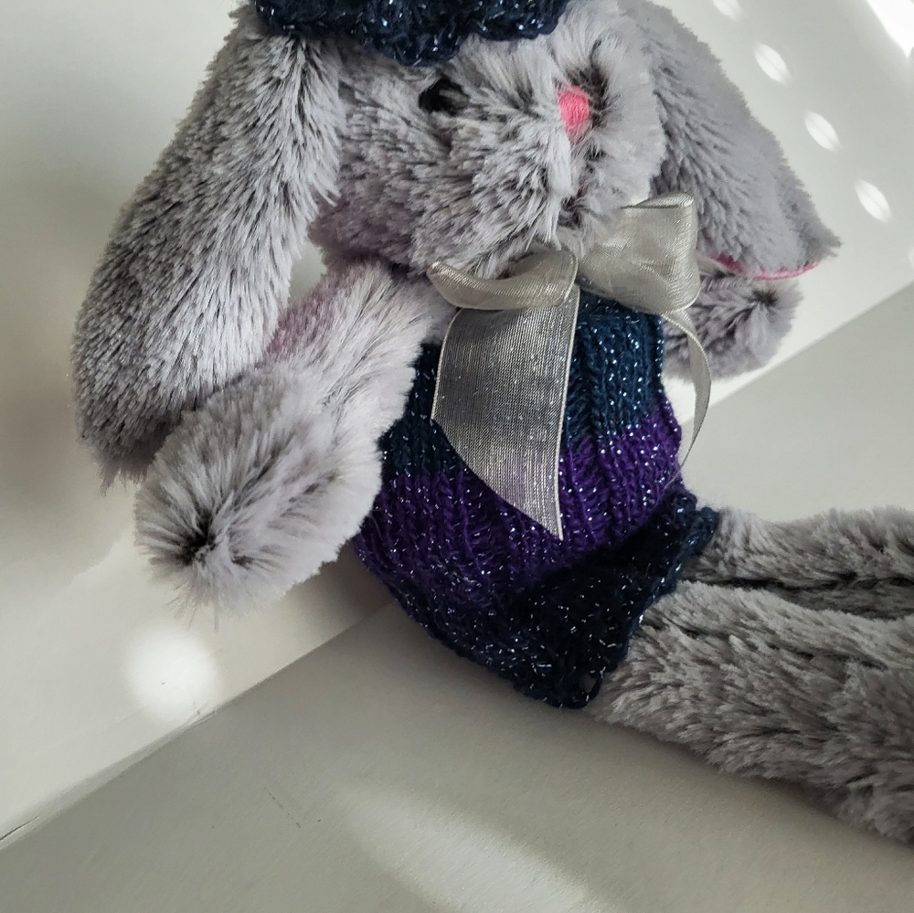Plush Bunny with Crochet strapless dress and matching hat
